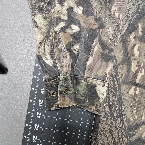 Mossy Oak Camo Safari Shirt XL Work Outdoors Realtree Hunting Grunge Y2K Twill - Picture 5 of 12